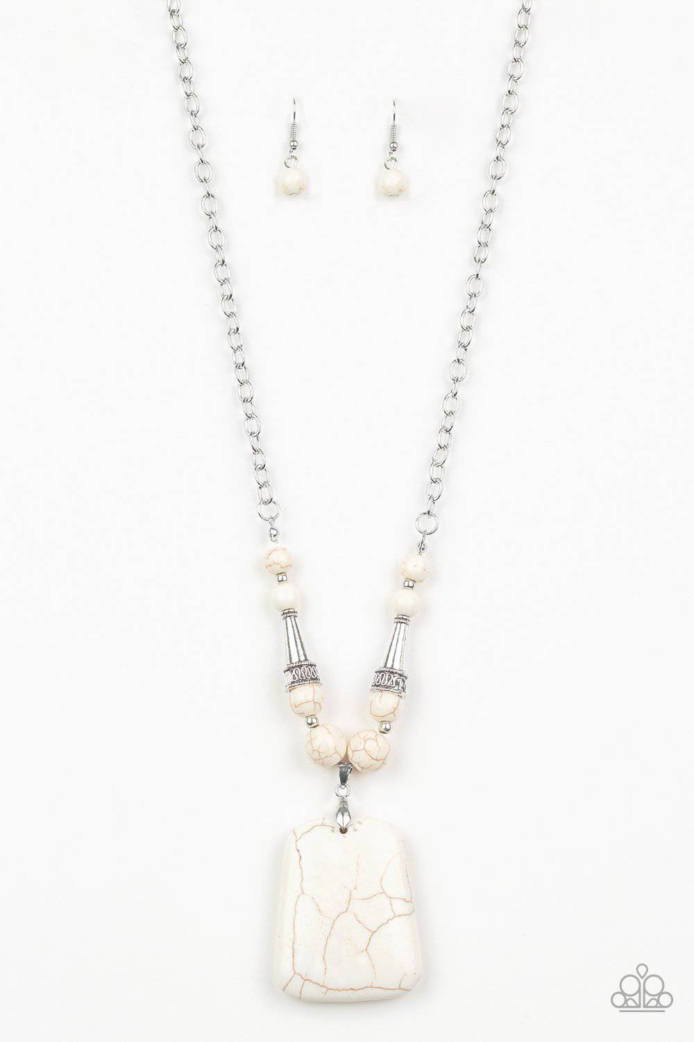 Sandstone Oasis - White Stone Necklace - Paparazzi Accessories - GlaMarous Titi Jewels