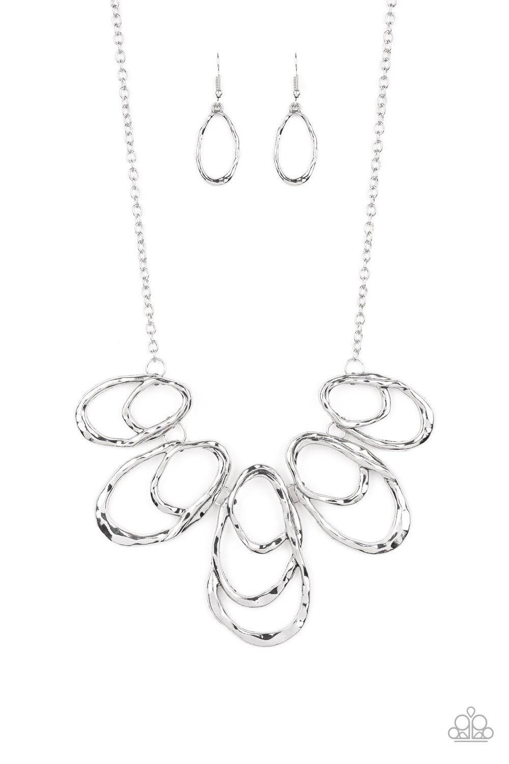 Terra Storm - Silver Teardrop Collar Necklace - Paparazzi Accessories - GlaMarous Titi Jewels