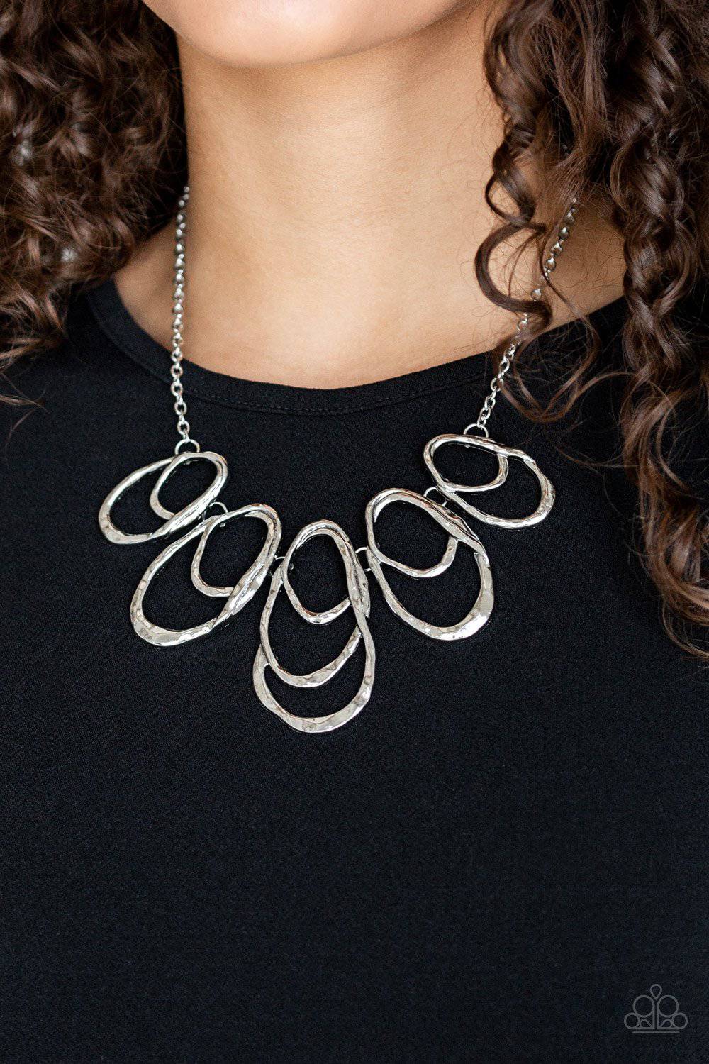 Terra Storm - Silver Teardrop Collar Necklace - Paparazzi Accessories - GlaMarous Titi Jewels