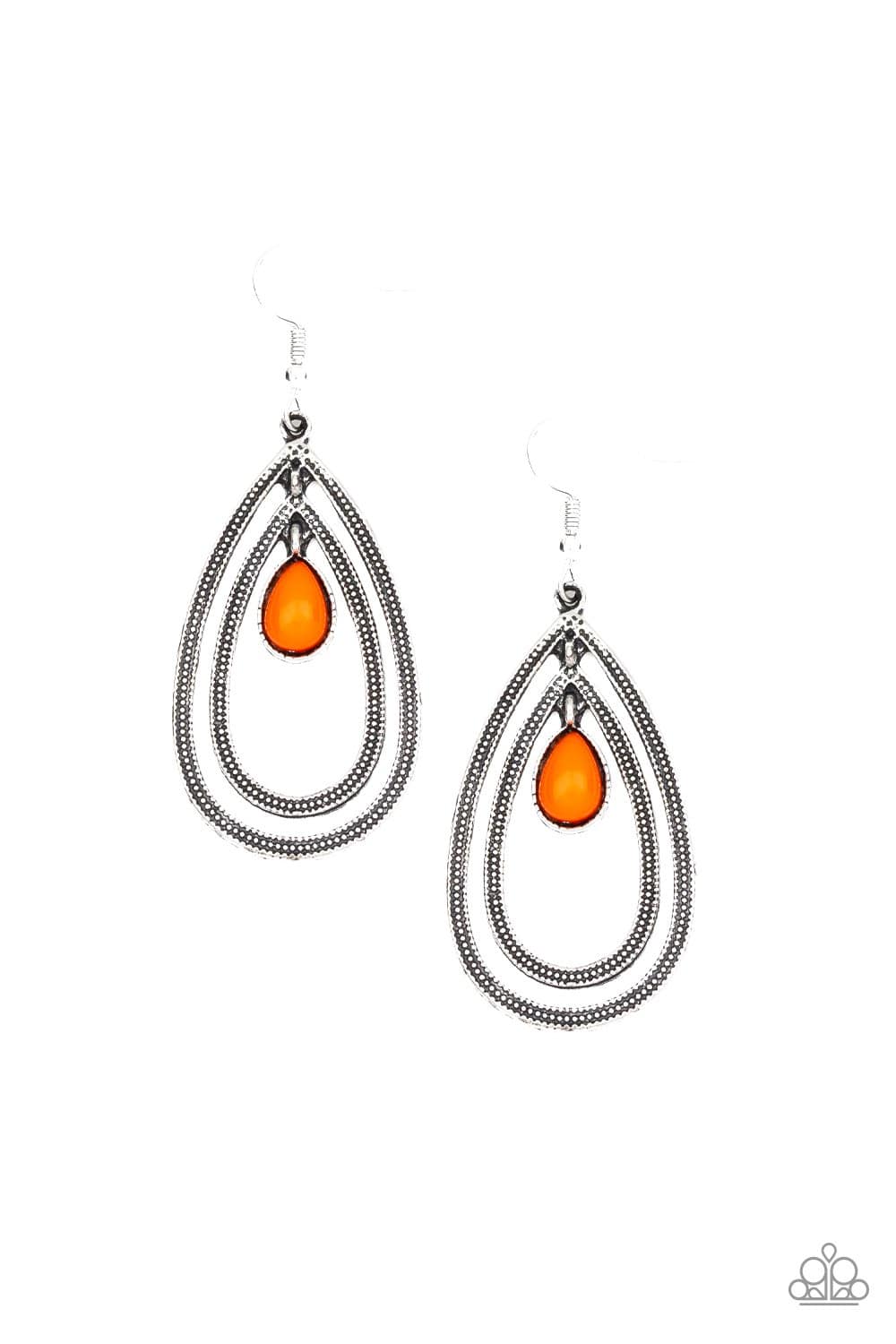 Drops of Color - Orange Teardrop Earrings - Paparazzi Accessories - GlaMarous Titi Jewels