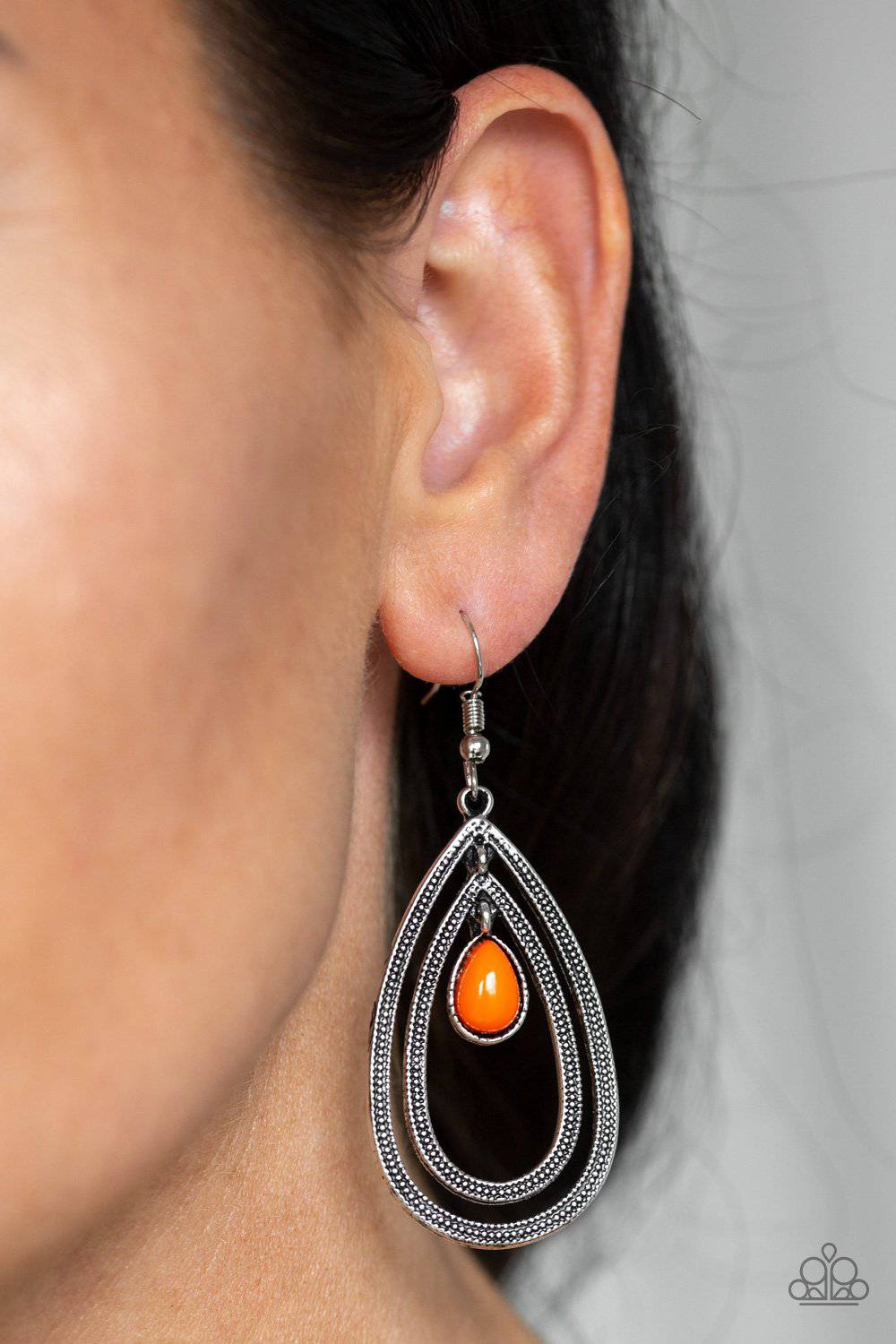 Drops of Color - Orange Teardrop Earrings - Paparazzi Accessories - GlaMarous Titi Jewels