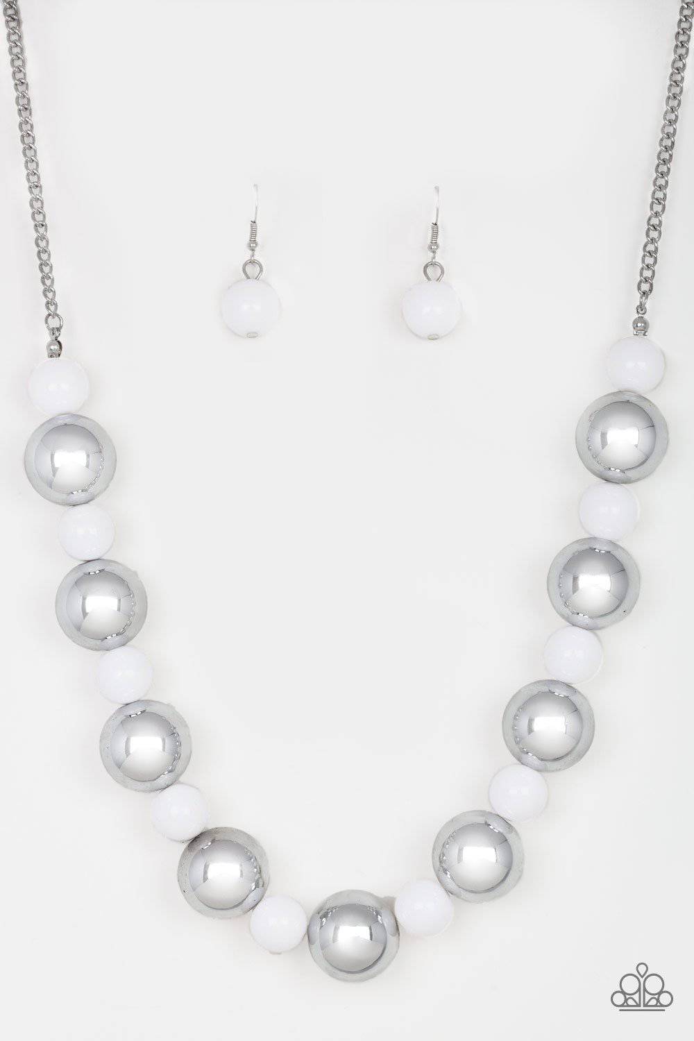 Top Pop - White Bead Necklace - Paparazzi Accessories - GlaMarous Titi Jewels