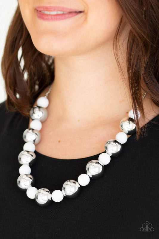 Top Pop - White Bead Necklace - Paparazzi Accessories - GlaMarous Titi Jewels