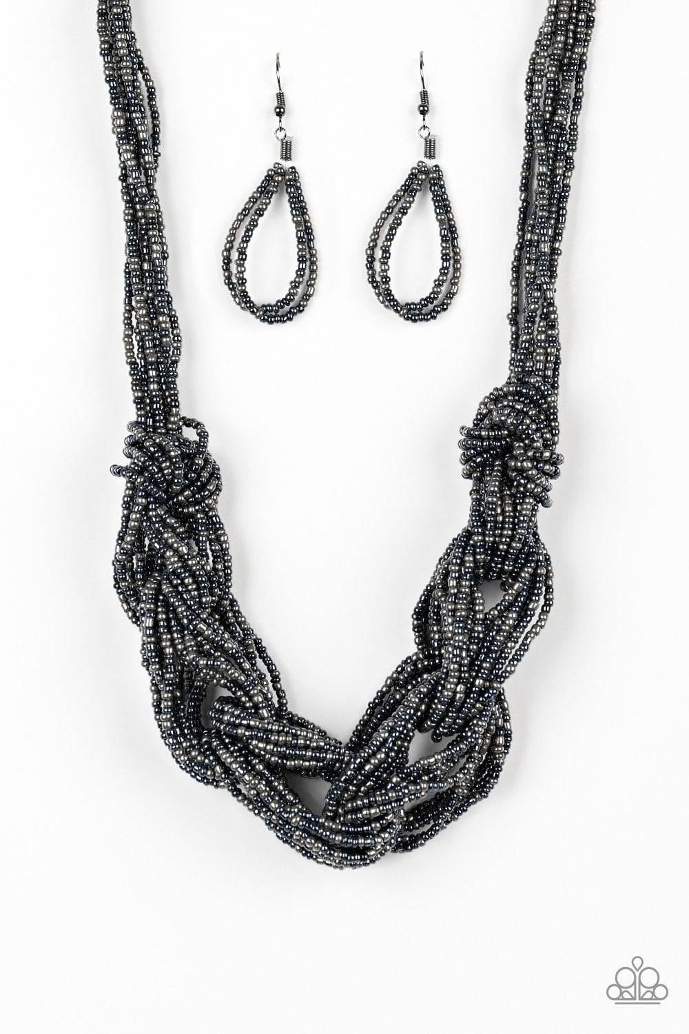 City Catwalk - Blue & Gunmetal Seed Bead Necklace - Paparazzi Accessories - GlaMarous Titi Jewels