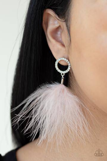 BOA Down - Pink Feather Earrings - Paparazzi Accessories - GlaMarous Titi Jewels