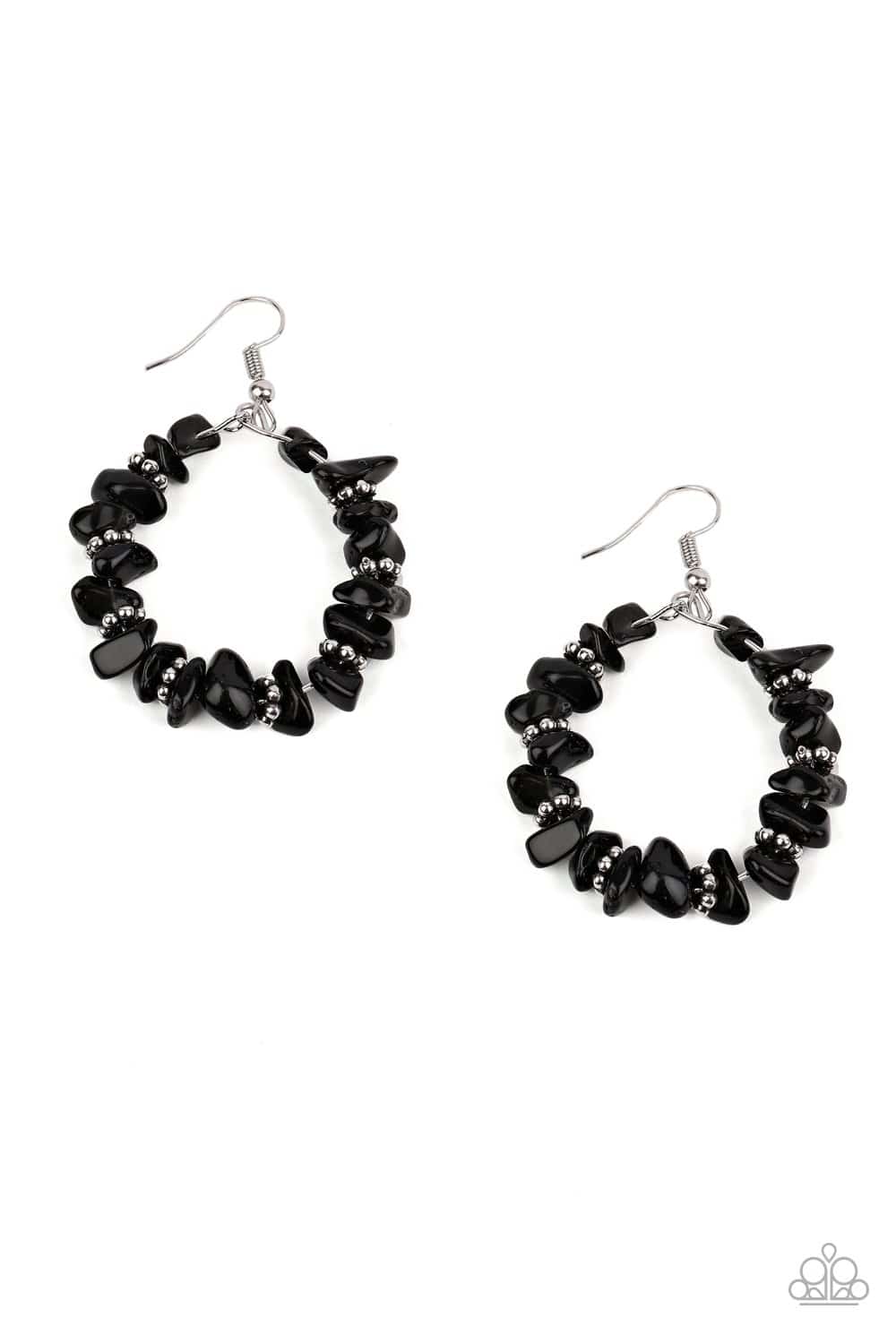 Going for Grounded - Black Rock Studded Earrings - Paparazzi Accessories - GlaMarous Titi Jewels