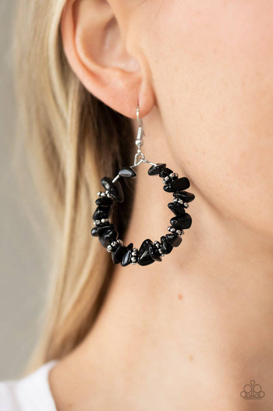 Going for Grounded - Black Rock Studded Earrings - Paparazzi Accessories - GlaMarous Titi Jewels