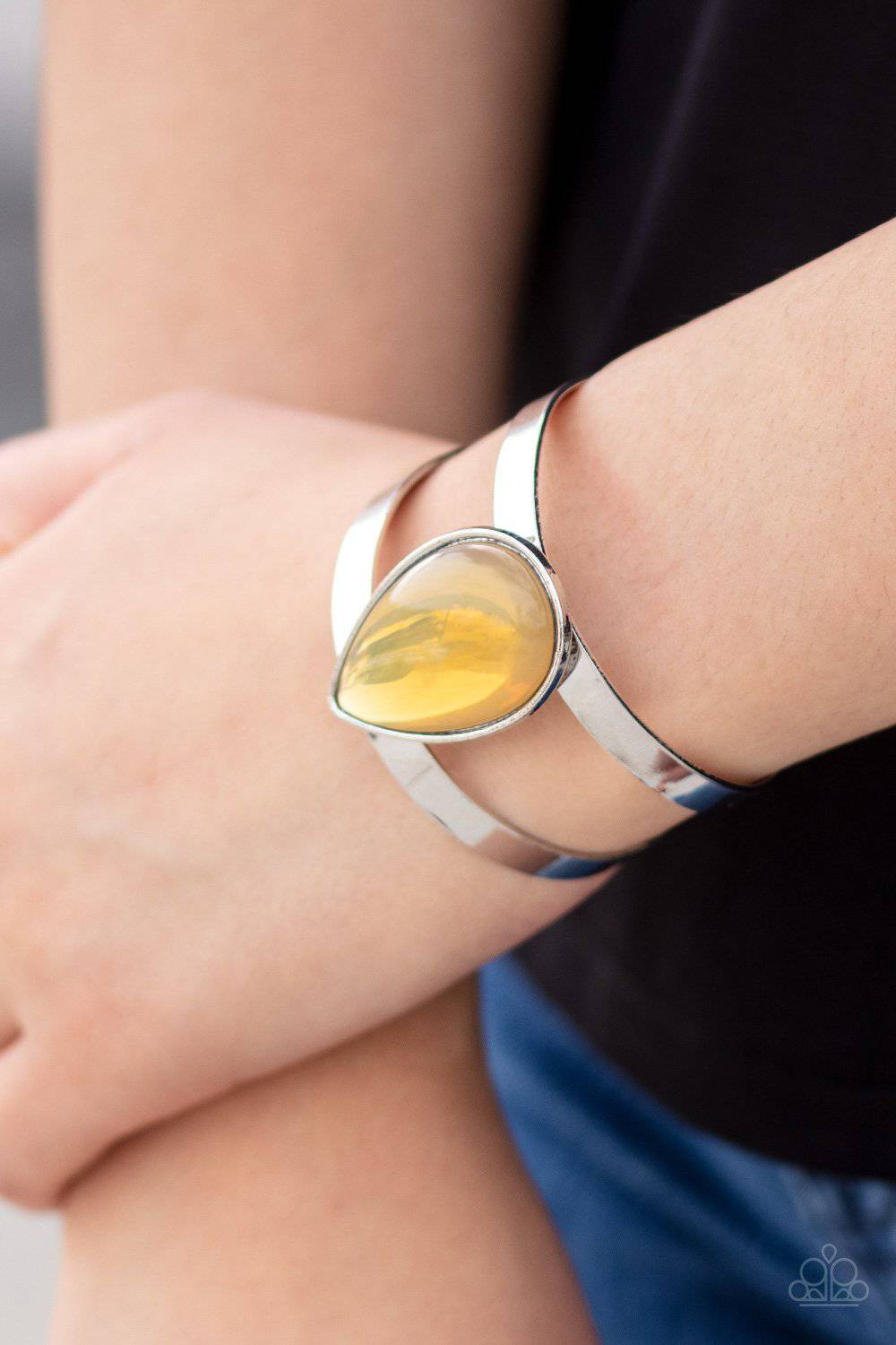 Optimal Opalescence - Yellow Opalescent Cuff Bracelet - Paparazzi Accessories - GlaMarous Titi Jewels
