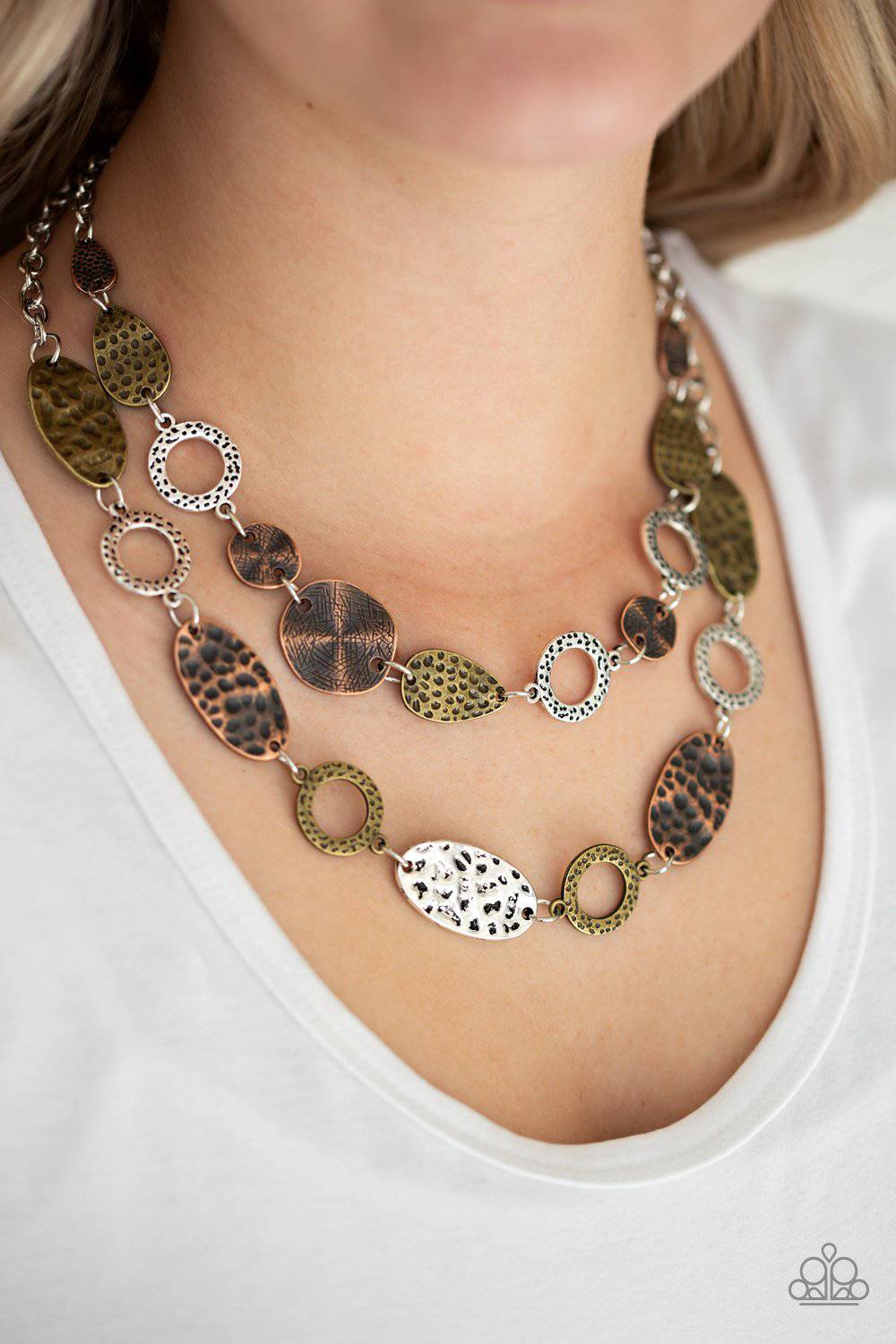 Trippin On Texture - Multi Collar Layered Necklace - Paparazzi Accessories - GlaMarous Titi Jewels