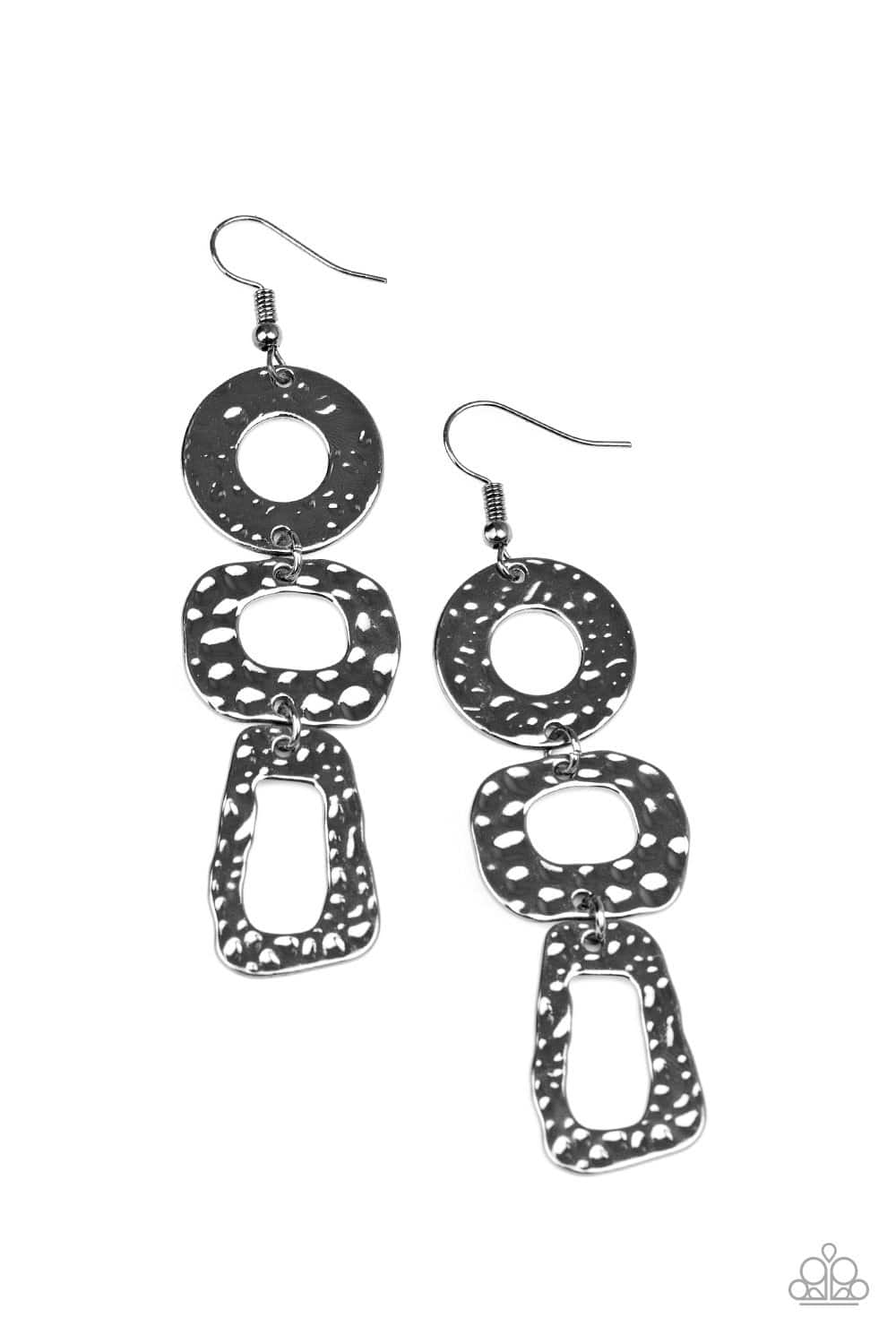 Prehistoric Prowl - Black Asymmetrical Earrings - Paparazzi Accessories - GlaMarous Titi Jewels