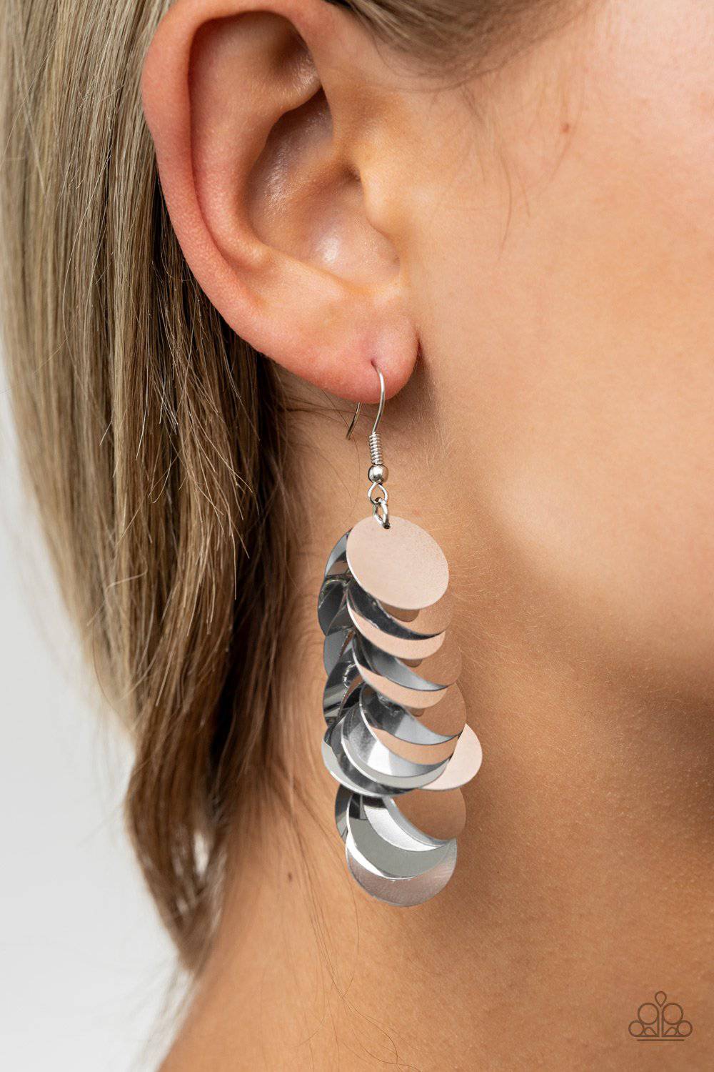 Now You SEQUIN It - September 2020 LOP Silver Earrings - Paparazzi Accessories - GlaMarous Titi Jewels