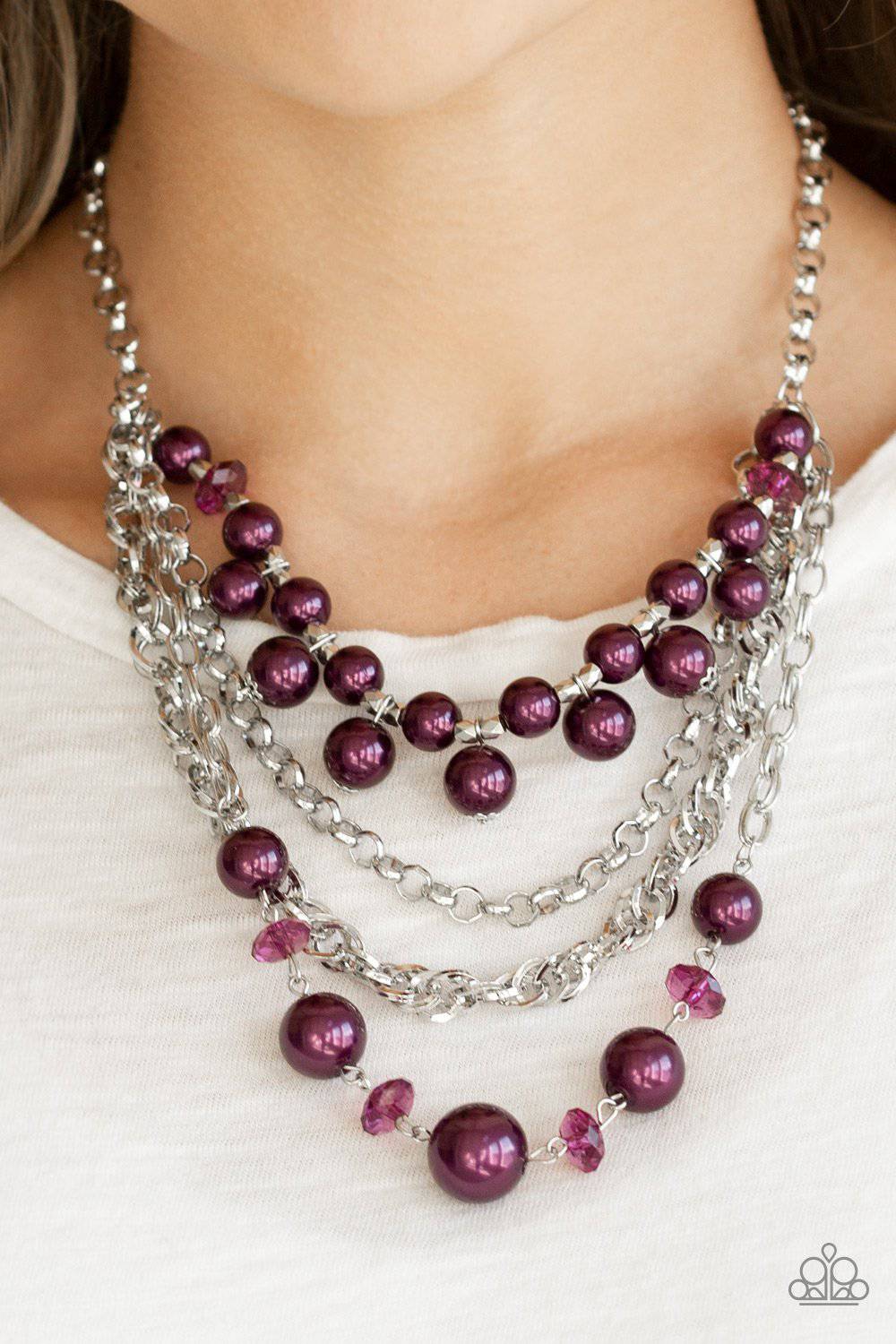 Rockin Rockette - Purple Pearl Bead Necklace - Paparazzi Accessories - GlaMarous Titi Jewels