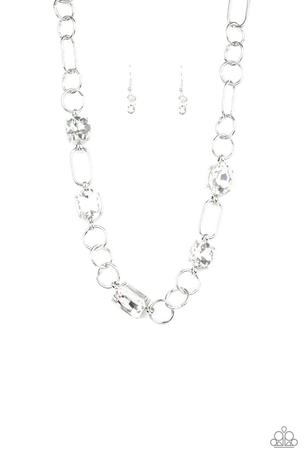 Urban District - White Rhinestone Necklace - Paparazzi Accessories - GlaMarous Titi Jewels