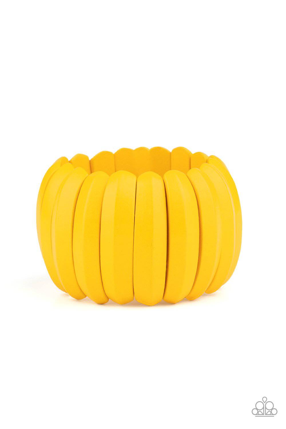 Colorfully Congo - Yellow Wooden Stretchy Bracelet - Paparazzi Accessories - GlaMarous Titi Jewels