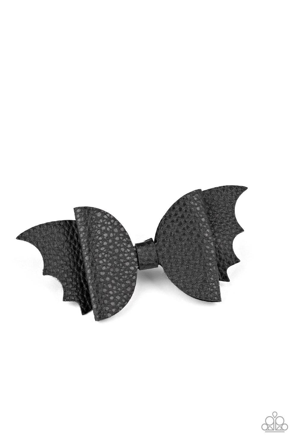 Drive Them Batty! - Black Bat-Like Bow - Paparazzi Accessories - GlaMarous Titi Jewels