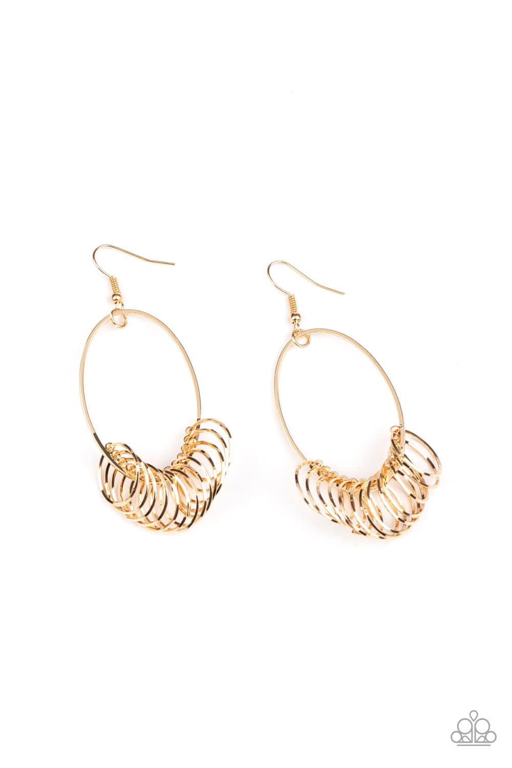 Halo Effect - Gold Rings Fringe Earrings - Paparazzi Accessories - GlaMarous Titi Jewels