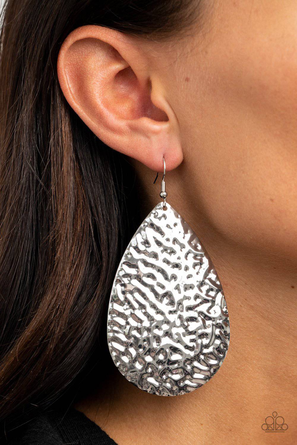 Metallic Mirrors - Silver Teardrop Earrings - Paparazzi Accessories - GlaMarous Titi Jewels