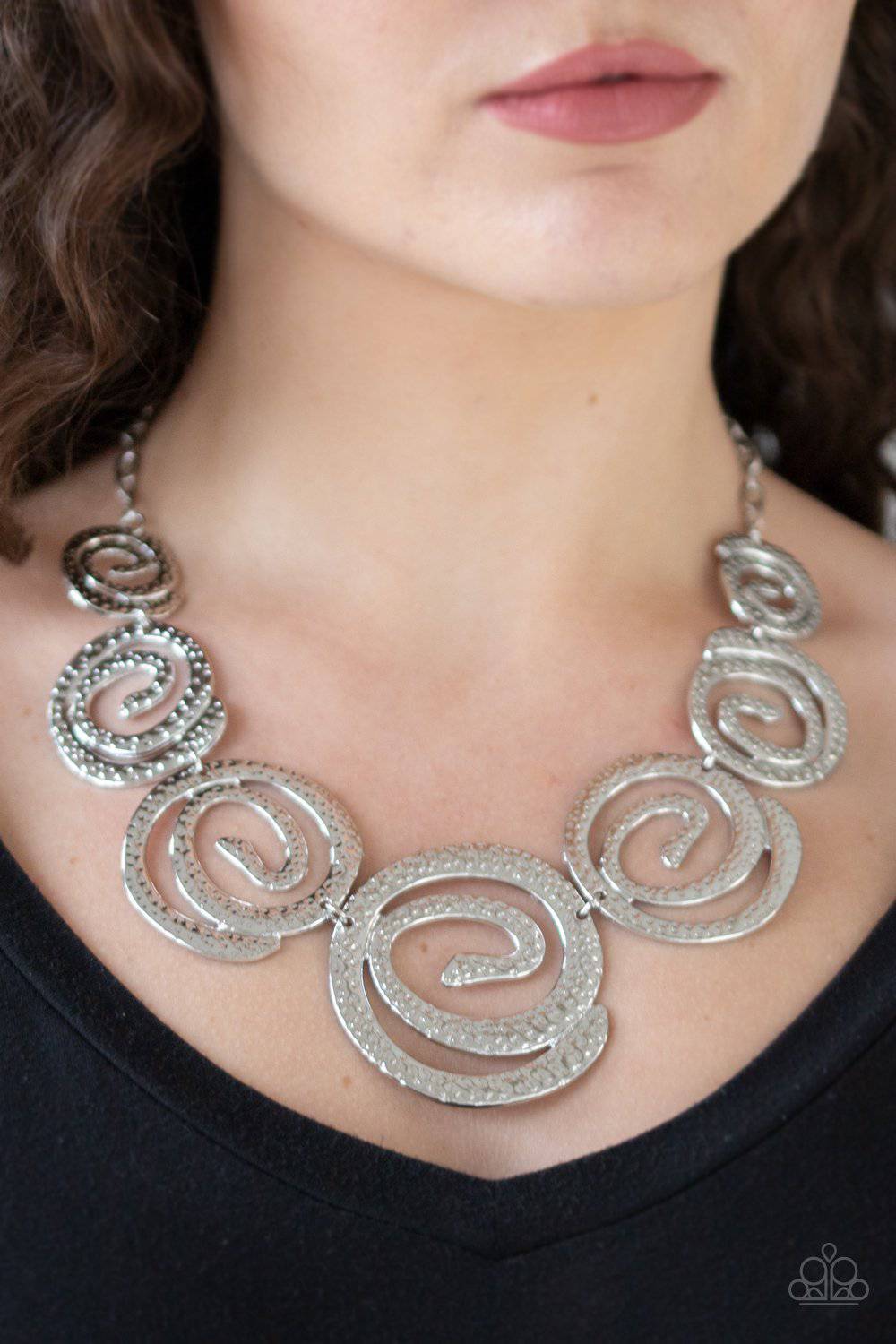 Statement Swirl - Silver Swirls Necklace - Paparazzi Accessories - GlaMarous Titi Jewels