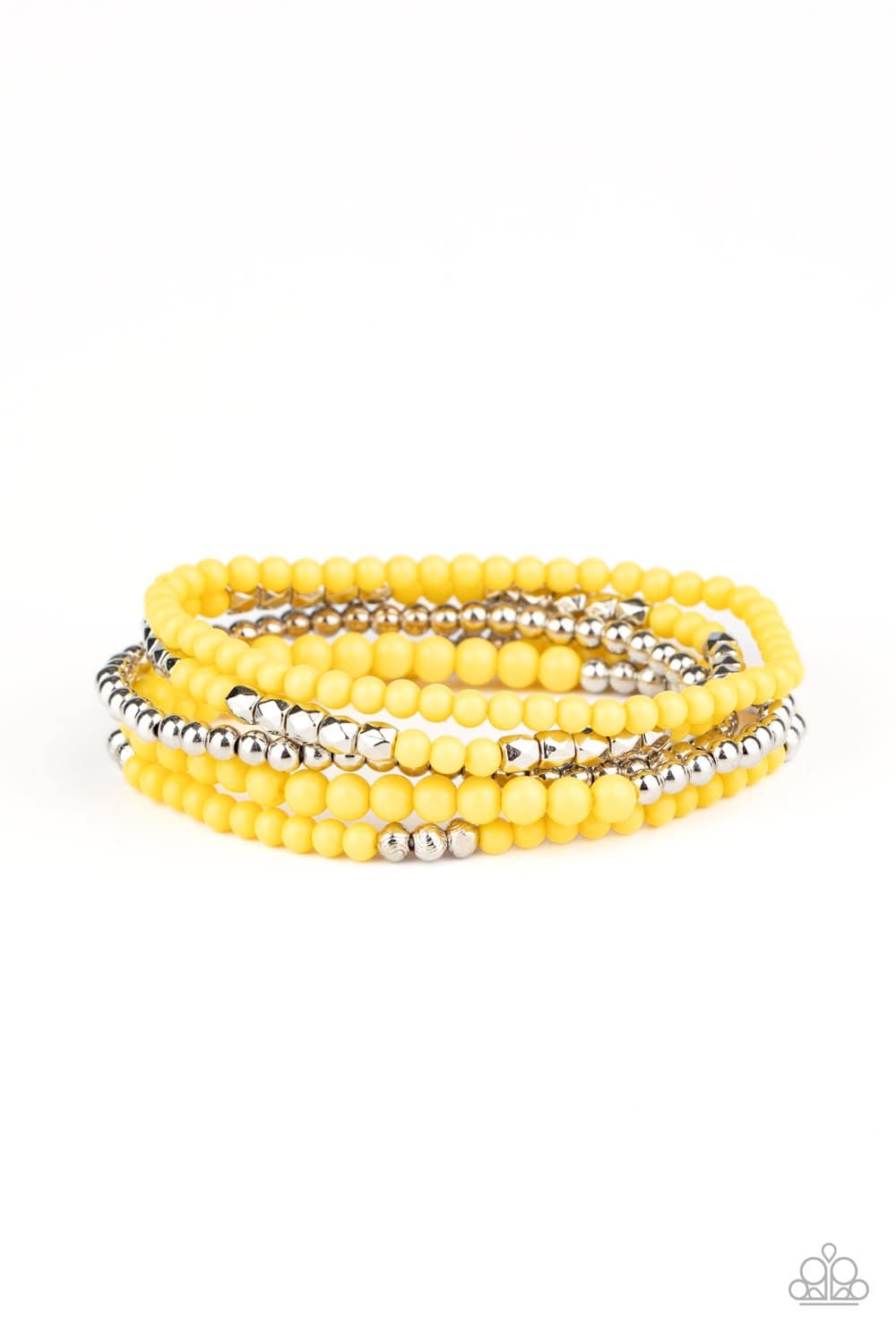Stacked Showcase - Yellow Stretchy Bracelet - Paparazzi Accessories - GlaMarous Titi Jewels