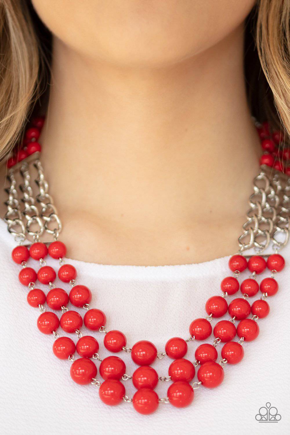 A La Vogue - Red Beaded Layered Necklace - Paparazzi Accessories - GlaMarous Titi Jewels