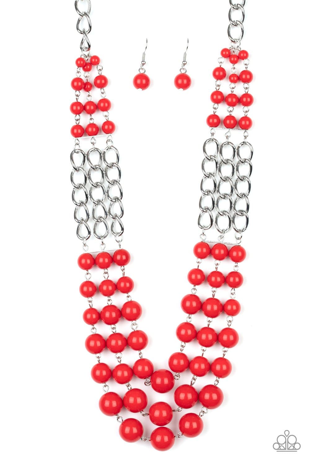 A La Vogue - Red Beaded Layered Necklace - Paparazzi Accessories - GlaMarous Titi Jewels