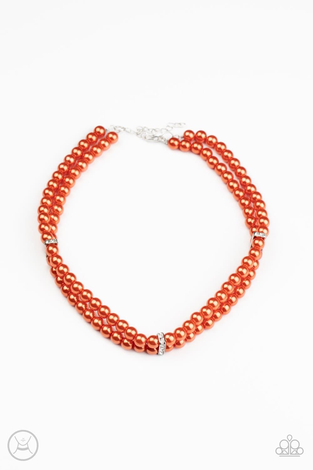 Put On Your Party Dress - Orange Pearl Rhinestone Choker - Paparazzi Accessories - GlaMarous Titi Jewels