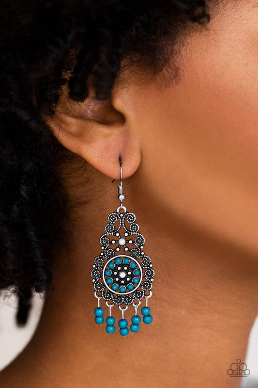 Courageously Congo - Blue & Gray Bead Earrings - Paparazzi Accessories - GlaMarous Titi Jewels