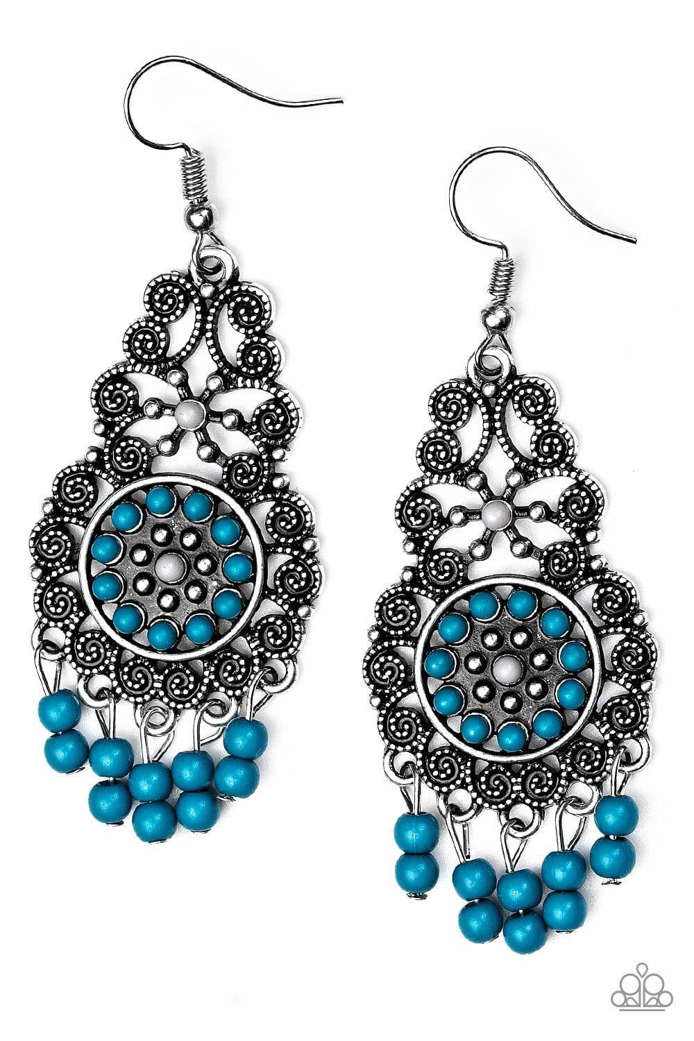 Courageously Congo - Blue & Gray Bead Earrings - Paparazzi Accessories - GlaMarous Titi Jewels