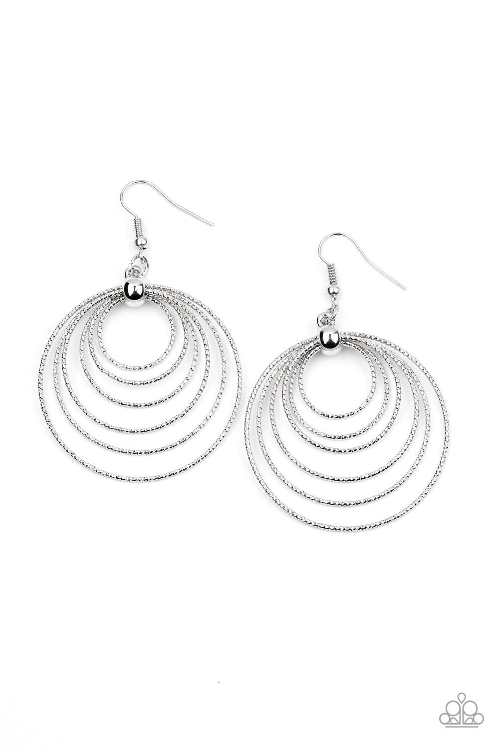 Elliptical Elegance - Silver Hoops Earrings - Paparazzi Accessories - GlaMarous Titi Jewels