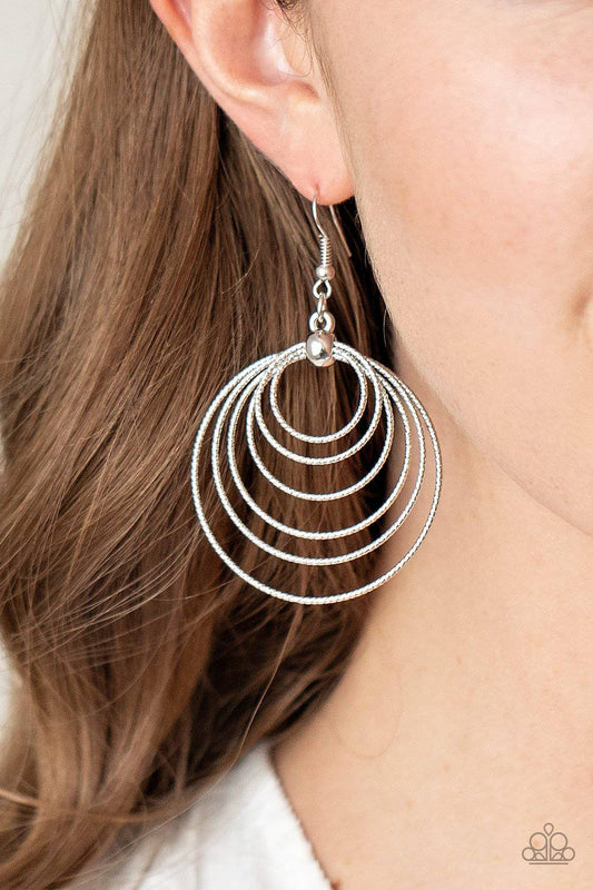 Elliptical Elegance - Silver Hoops Earrings - Paparazzi Accessories - GlaMarous Titi Jewels