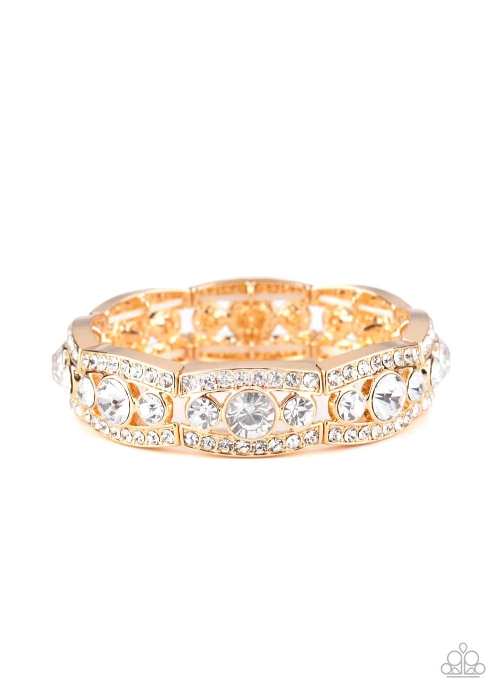 Easy On The ICE - Gold Rhinestone Bracelet - Paparazzi Accessories - GlaMarous Titi Jewels