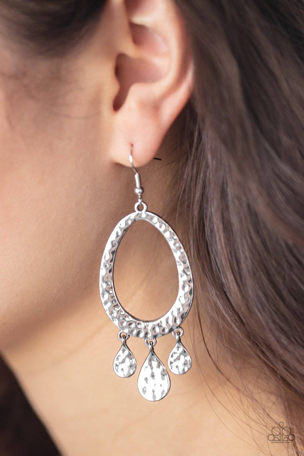 Taboo Trinket - Silver Teardrop Earrings - Paparazzi Accessories - GlaMarous Titi Jewels