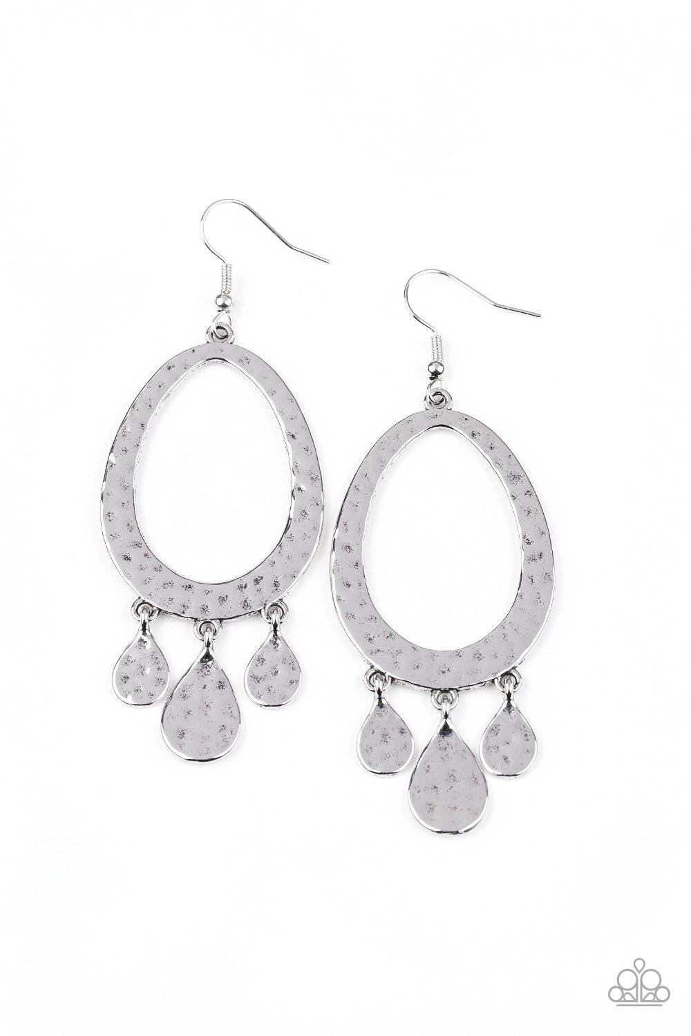 Taboo Trinket - Silver Teardrop Earrings - Paparazzi Accessories - GlaMarous Titi Jewels