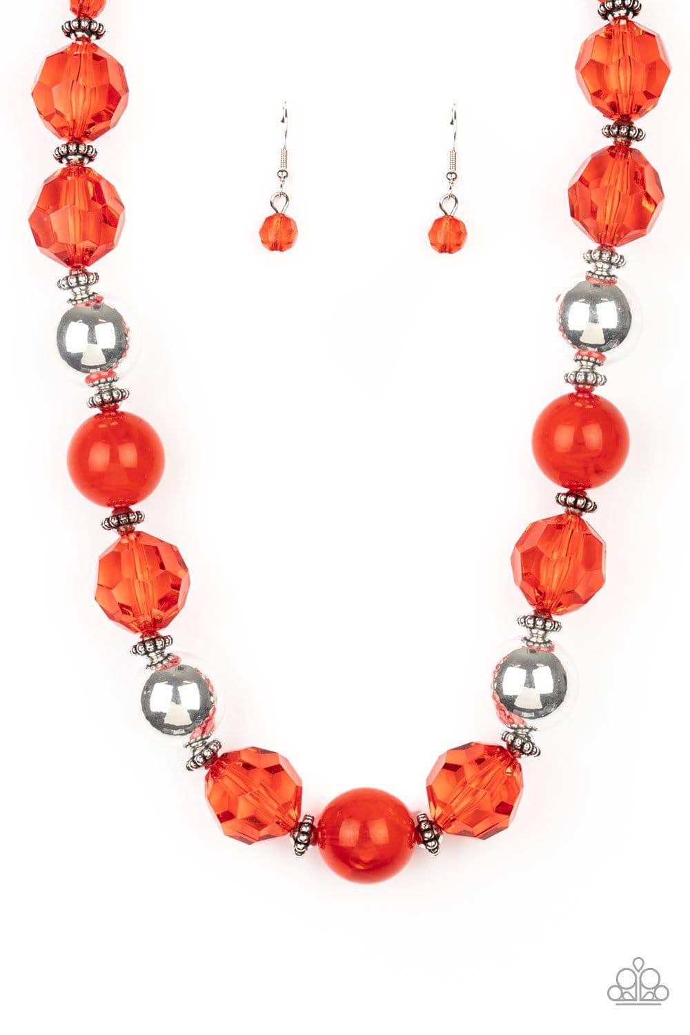 Very Voluminous - Red and Silver Beads Necklace - Paparazzi Accessories - GlaMarous Titi Jewels