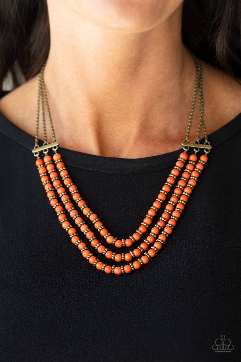 Terra Trails - Orange Stone Necklace - Paparazzi Accessories - GlaMarous Titi Jewels