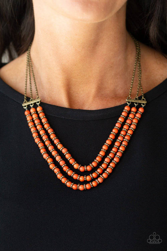 Terra Trails - Orange Stone Necklace - Paparazzi Accessories - GlaMarous Titi Jewels