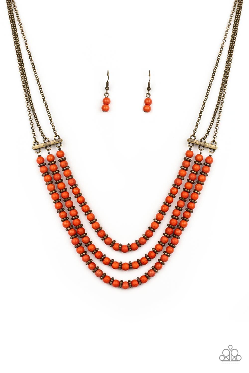 Terra Trails - Orange Stone Necklace - Paparazzi Accessories - GlaMarous Titi Jewels