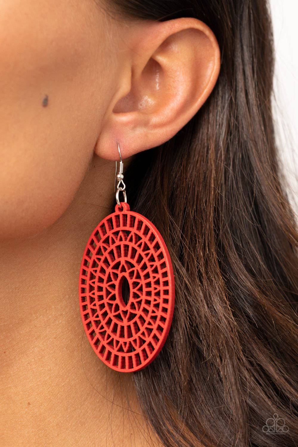 Tropical Retreat - Red Wooden Earrings - Paparazzi Accessories - GlaMarous Titi Jewels