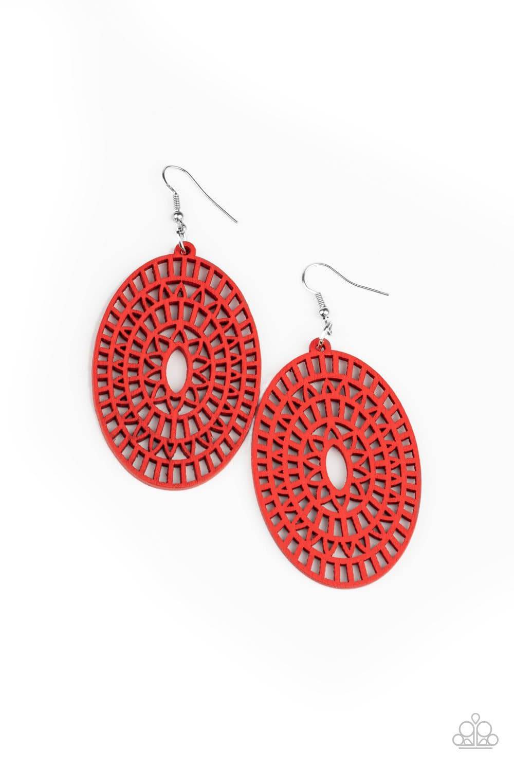 Tropical Retreat - Red Wooden Earrings - Paparazzi Accessories - GlaMarous Titi Jewels