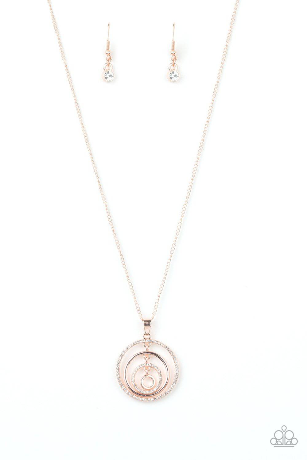 Upper East Side - Rose Gold Rhinestone Necklace - Paparazzi Accessories - GlaMarous Titi Jewels