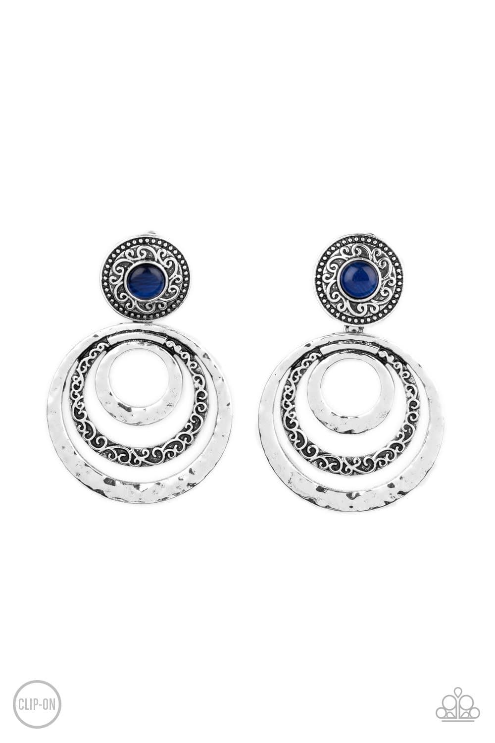 Bare Your Soul - Blue Cat's Eye Clip-on Earrings - Paparazzi Accessories - GlaMarous Titi Jewels