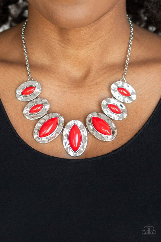 Terra Color - Fiery Red Bead Necklace - Paparazzi Accessories - GlaMarous Titi Jewels