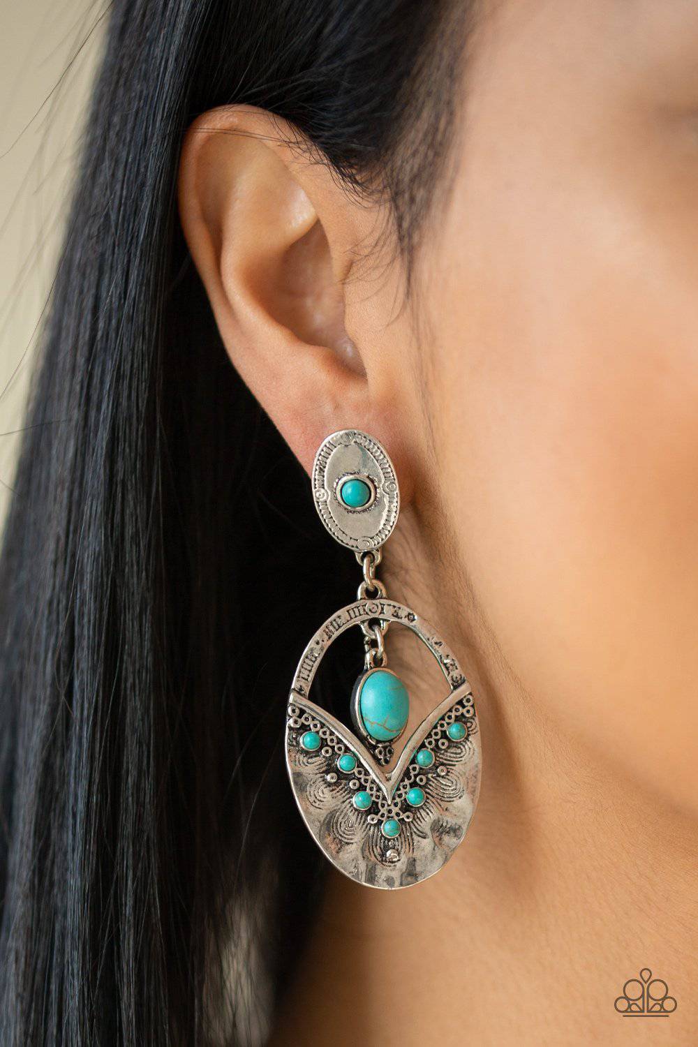 Terra Tribute - Blue Turquoise Stone Earrings - Paparazzi Accessories - GlaMarous Titi Jewels