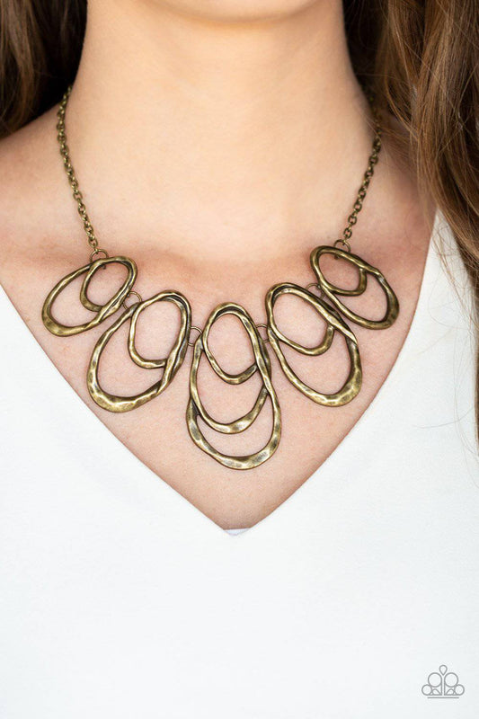 Terra Storm - Brass Teardrop Necklace - Paparazzi Accessories - GlaMarous Titi Jewels