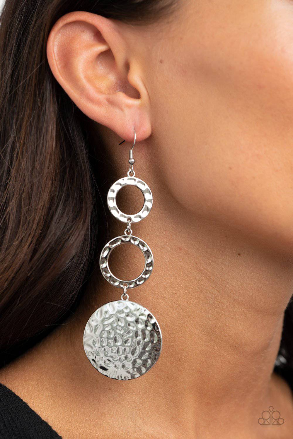 Blooming Baubles - Silver Disc Earrings - Paparazzi Accessories - GlaMarous Titi Jewels
