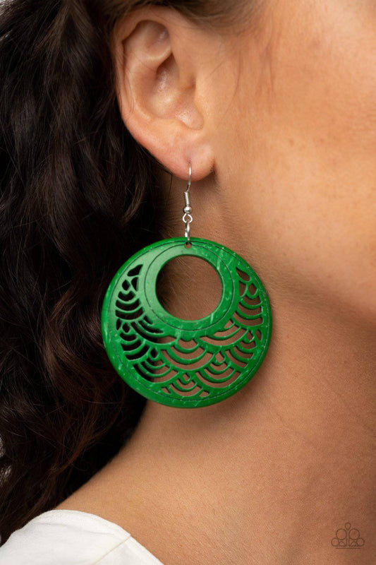 Tropical Canopy - Green Wooden Earrings - Paparazzi Accessories - GlaMarous Titi Jewels