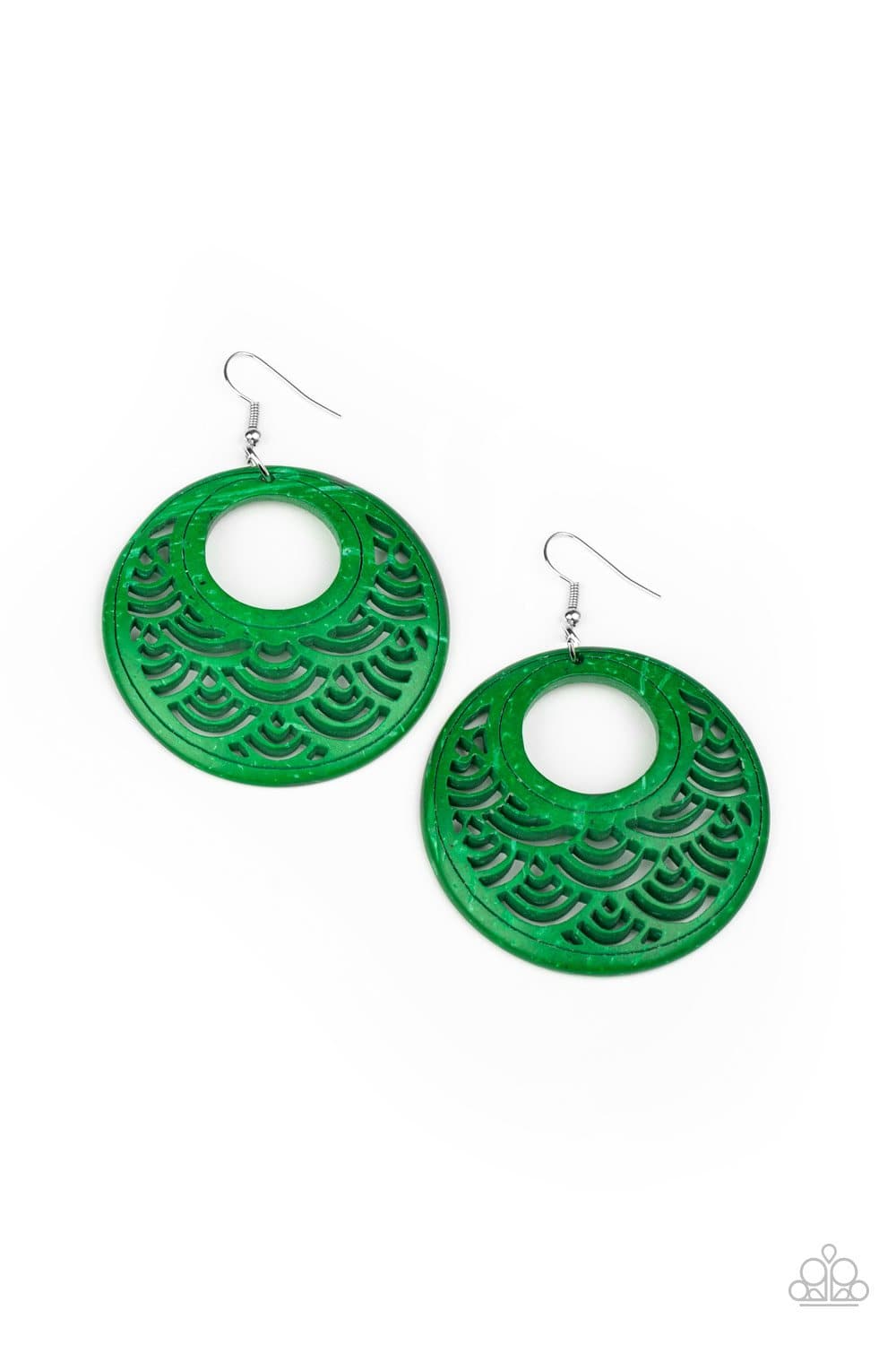 Tropical Canopy - Green Wooden Earrings - Paparazzi Accessories - GlaMarous Titi Jewels