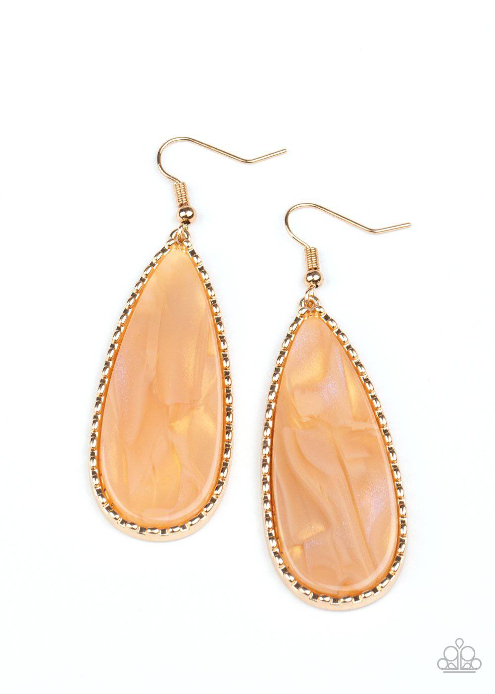 Ethereal Eloquence - Gold Faux Marble Acrylic Earrings - Paparazzi Accessories - GlaMarous Titi Jewels