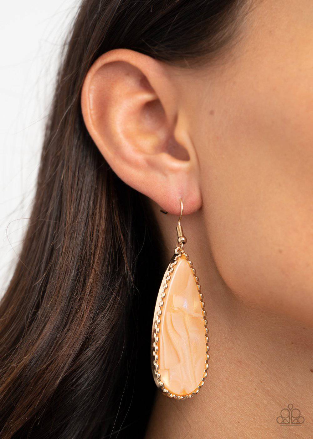 Ethereal Eloquence - Gold Faux Marble Acrylic Earrings - Paparazzi Accessories - GlaMarous Titi Jewels