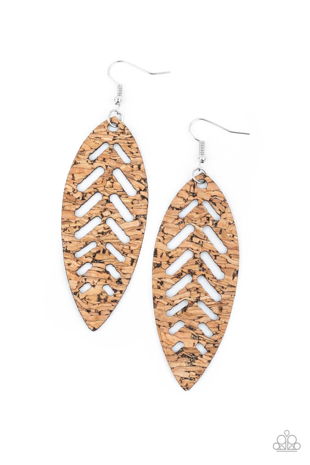 Youre Such A CORK - Leafy Stenciled Pattern Earrings - Paparazzi Accessories - GlaMarous Titi Jewels